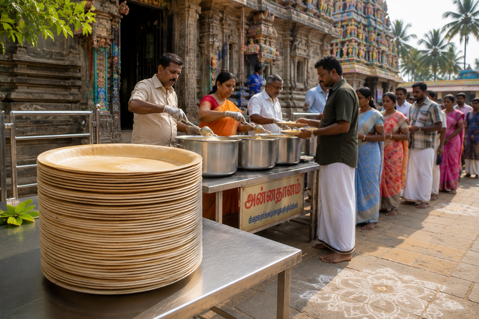 Areca plates for Temple Annadhanam