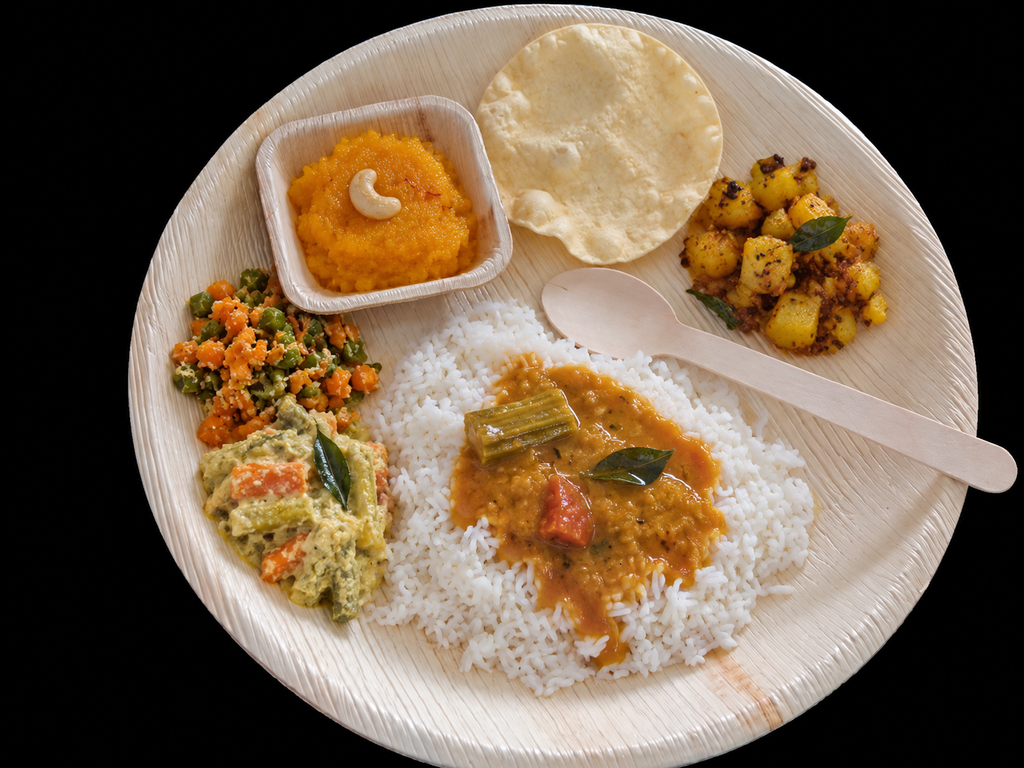 Traditional South indian lunch meal