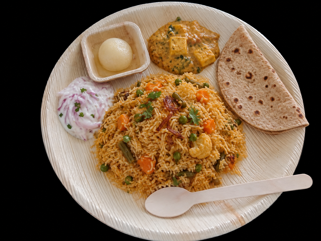 Wedding Dinner Served on a Areca Pakku Mattai plate